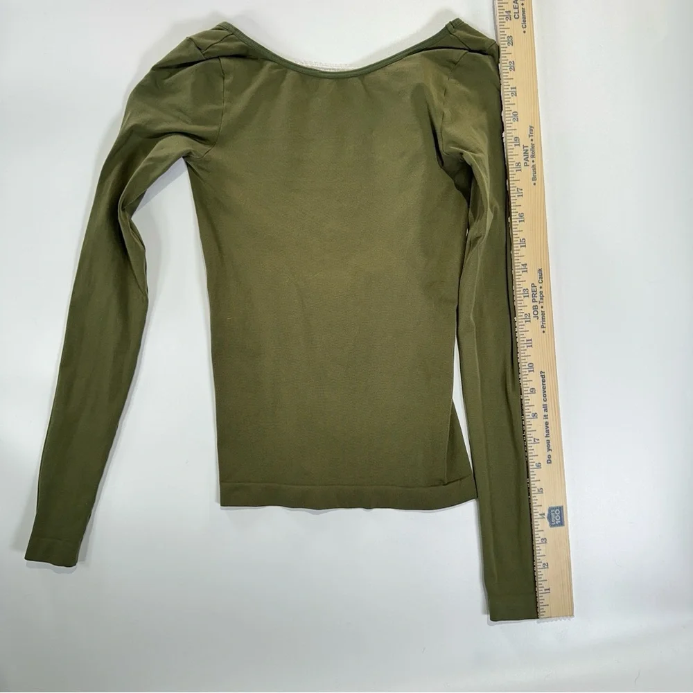 Intimately Free People Open Back Fitted Long Sleeve Top Olive XS S - Picture 7 of 7